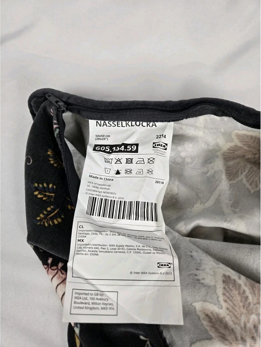 Ikea Nasselklocka Pillow Shams Black Velvet 20 X 20